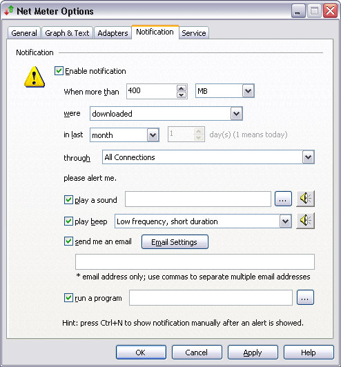 Bandwidth Usage Notification