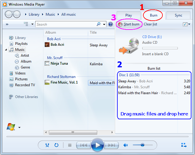 how to use media player to play a cds