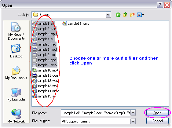 Choose one or more RMI files