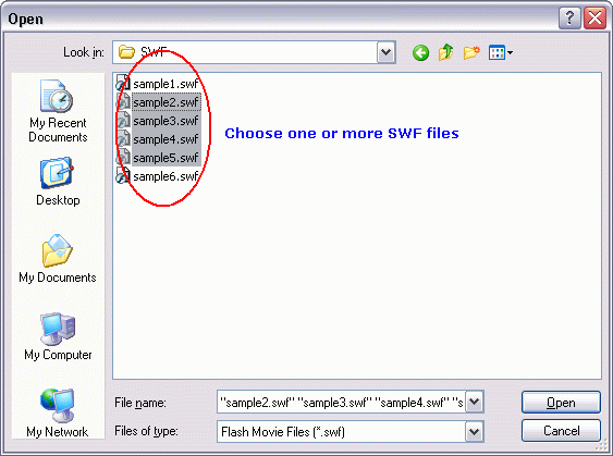 Choose SWF files