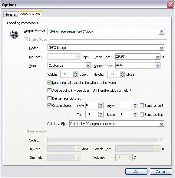 BMP Encoding Parameters